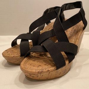 Montego Bay Club Strappy Black Wedge Heels